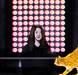 Grafika z portretem wokalistki Anushki. W prawym dolnym rogu znaduje się kot.